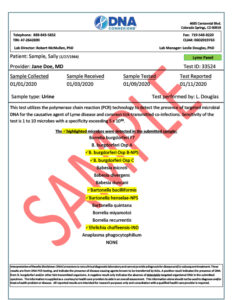 DNA ConneXions Lyme Disease Sample Report